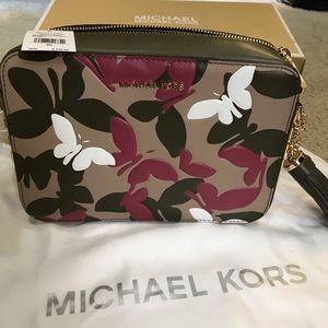 Michael Kors Butterfly Camo Leather Cross Body bag